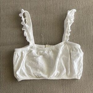 Billabong White Ruffled Crop Top